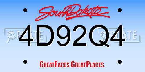 4D92Q4 South Dakota License Plate