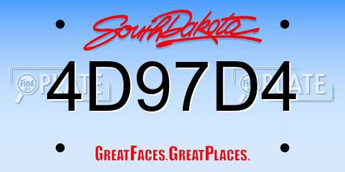 4D97D4 South Dakota License Plate