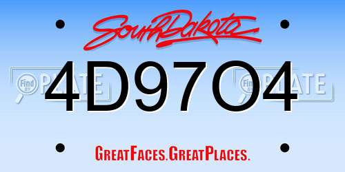 4D97O4 South Dakota License Plate