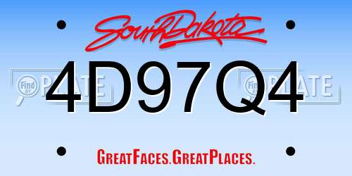 4D97Q4 South Dakota License Plate