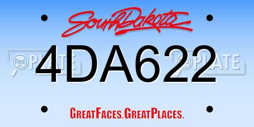 4DA622 South Dakota License Plate