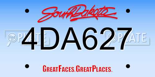 4DA627 South Dakota License Plate