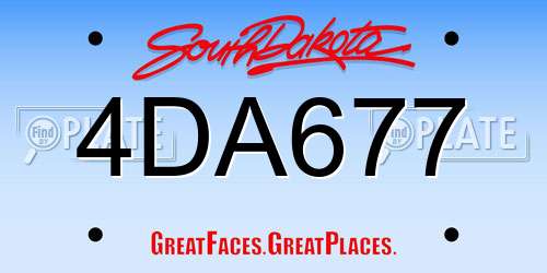 4DA677 South Dakota License Plate