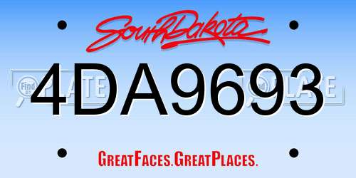 4DA9693 South Dakota License Plate