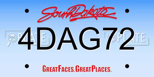 4DAG72 South Dakota License Plate
