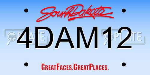 4DAM12 South Dakota License Plate