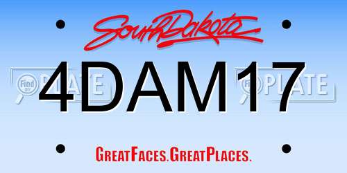 4DAM17 South Dakota License Plate