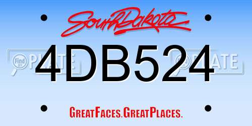4DB524 South Dakota License Plate