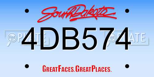 4DB574 South Dakota License Plate