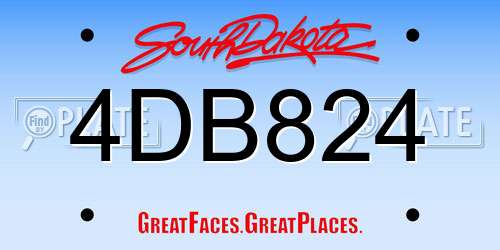 4DB824 South Dakota License Plate