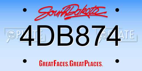 4DB874 South Dakota License Plate