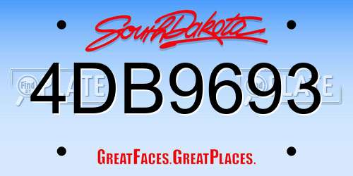 4DB9693 South Dakota License Plate