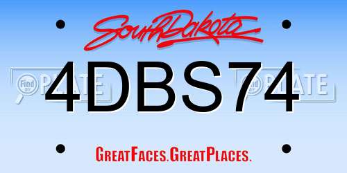 4DBS74 South Dakota License Plate