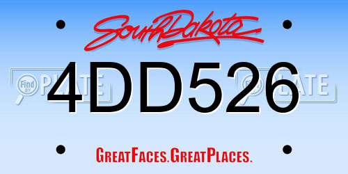 4DD526 South Dakota License Plate