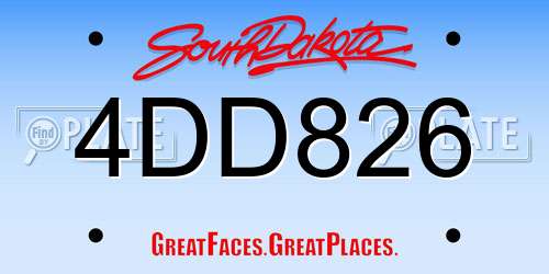 4DD826 South Dakota License Plate