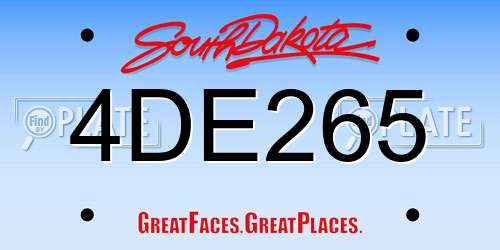 4DE265 South Dakota License Plate