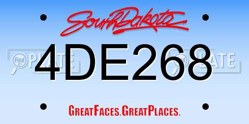 4DE268 South Dakota License Plate