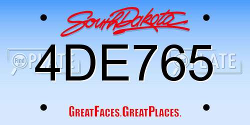 4DE765 South Dakota License Plate