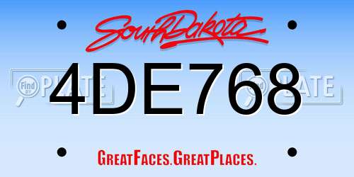 4DE768 South Dakota License Plate