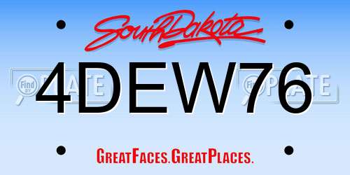 4DEW76 South Dakota License Plate