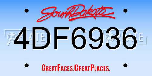 4DF6936 South Dakota License Plate