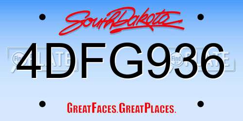 4DFG936 South Dakota License Plate