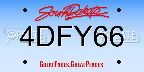 4DFY66 South Dakota License Plate