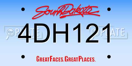 4DH121 South Dakota License Plate