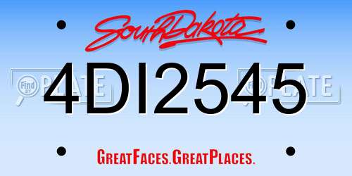 4DI2545 South Dakota License Plate