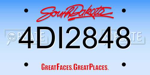 4DI2848 South Dakota License Plate