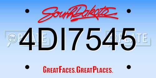4DI7545 South Dakota License Plate