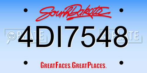 4DI7548 South Dakota License Plate