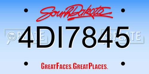 4DI7845 South Dakota License Plate