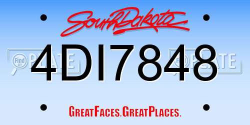 4DI7848 South Dakota License Plate