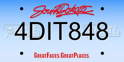 4DIT848 South Dakota License Plate