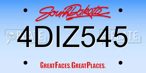 4DIZ545 South Dakota License Plate