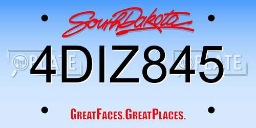 4DIZ845 South Dakota License Plate