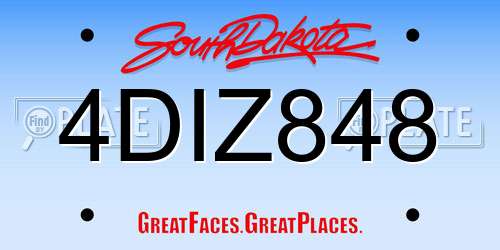 4DIZ848 South Dakota License Plate