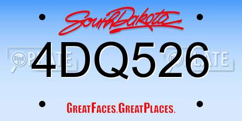 4DQ526 South Dakota License Plate