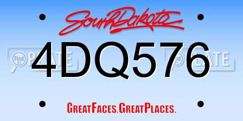 4DQ576 South Dakota License Plate