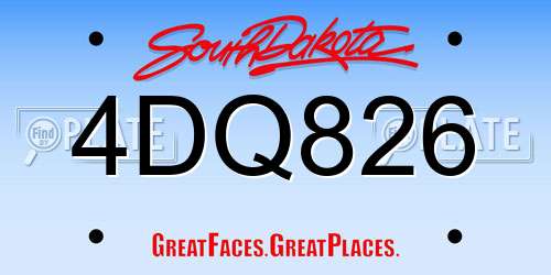 4DQ826 South Dakota License Plate