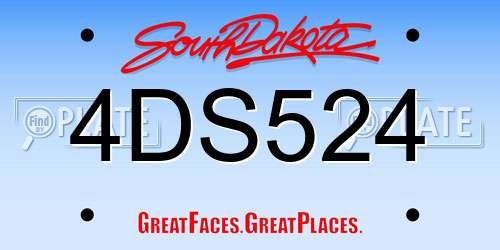 4DS524 South Dakota License Plate