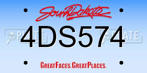 4DS574 South Dakota License Plate