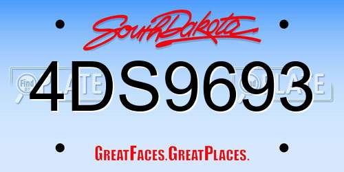 4DS9693 South Dakota License Plate