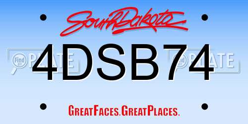 4DSB74 South Dakota License Plate
