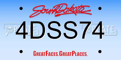 4DSS74 South Dakota License Plate
