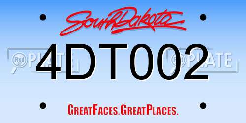 4DT002 South Dakota License Plate