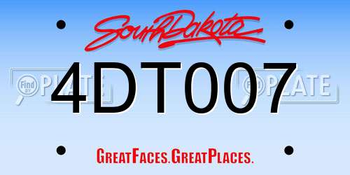 4DT007 South Dakota License Plate