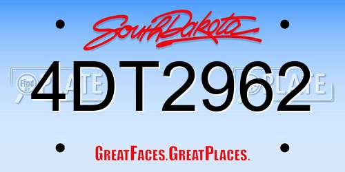4DT2962 South Dakota License Plate