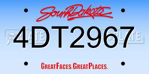 4DT2967 South Dakota License Plate